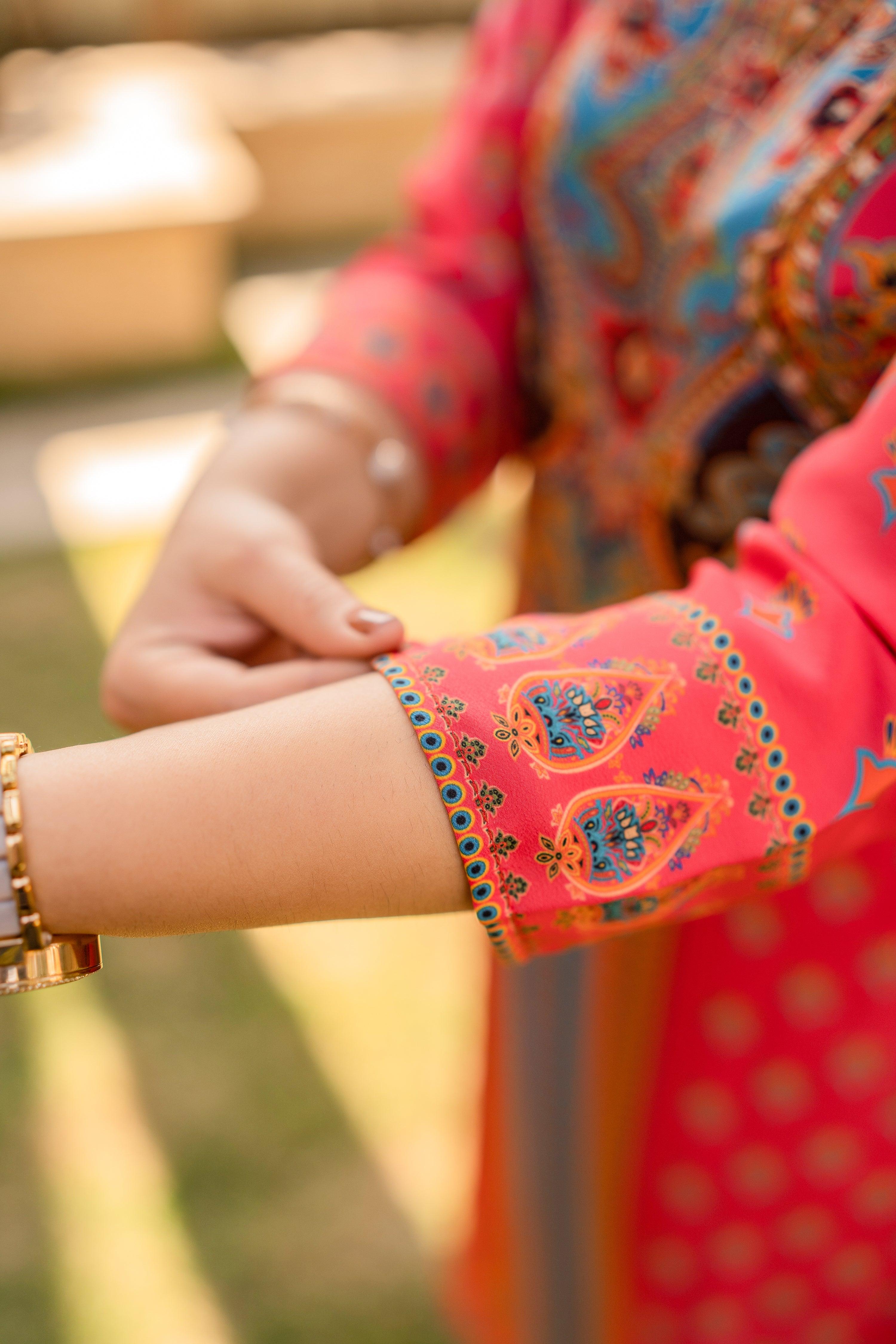 Hot Pink & Blue Kurta - Jeeaayanu Fashion