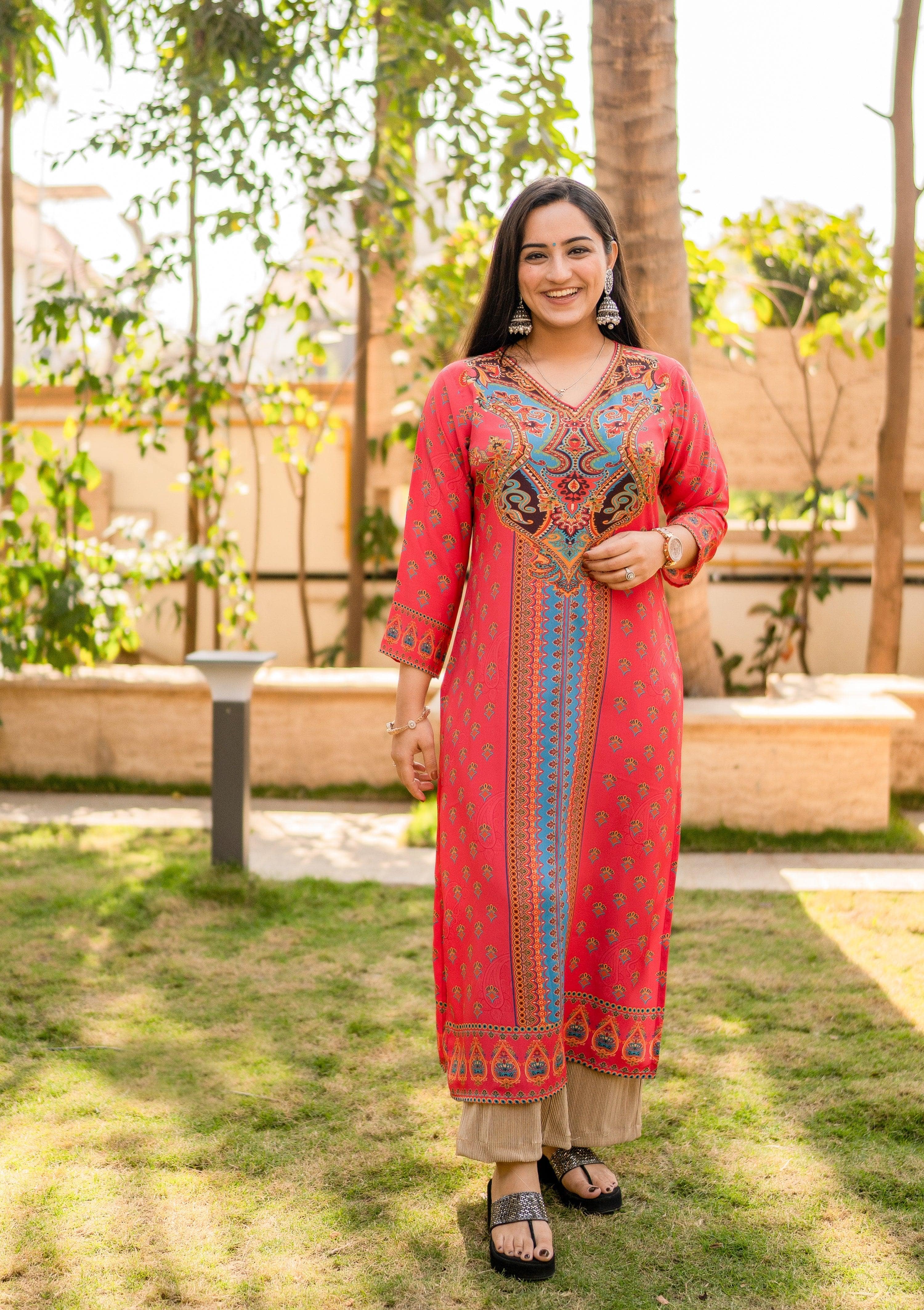 Hot Pink & Blue Kurta - Jeeaayanu Fashion